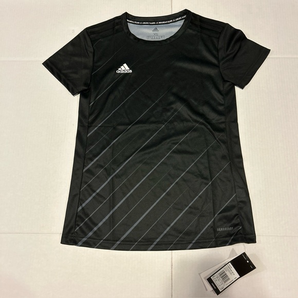 Adidas Women's Size XS Jersey Athletic Short Sleeve Shirt Black - Picture 1 of 8